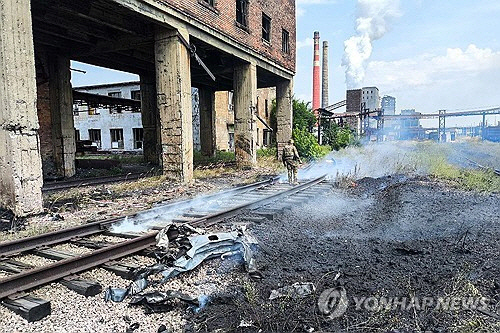 드론 공격 받은 도네츠크 [타스 연합뉴스 자료사진]